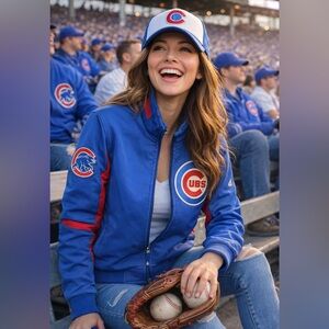 Vintage Majestic Blue and Red Varsity Jacket